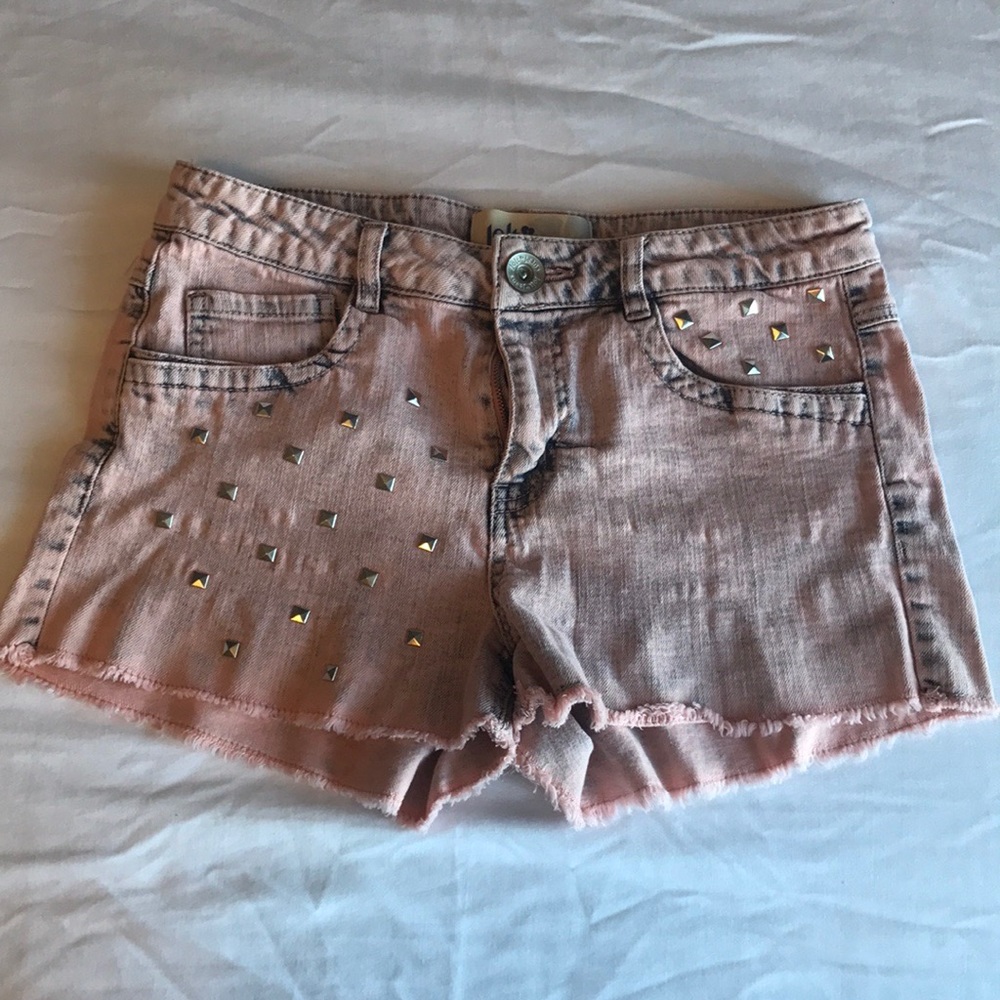 🌟Distressed Pink Studded Denim Shorts